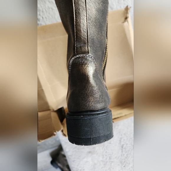 Seven7 Mr. Zipper Faux Leather Bronze Combat Moto Boots - Picture 6 of 10